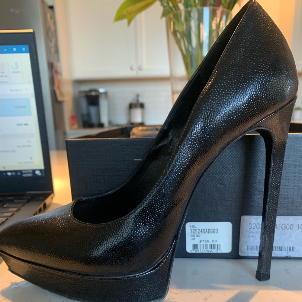 YSL SAINT LAURENT BLACK PLATFORM HEELS-Size 38
